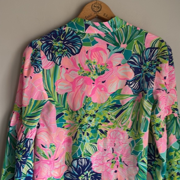 Lilly Pulitzer Shea Silk Tunic Top, Multi Island Escape XS - Picture 10 of 13